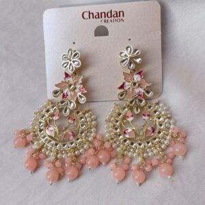 Floral-Traditional-Earrings -Peach