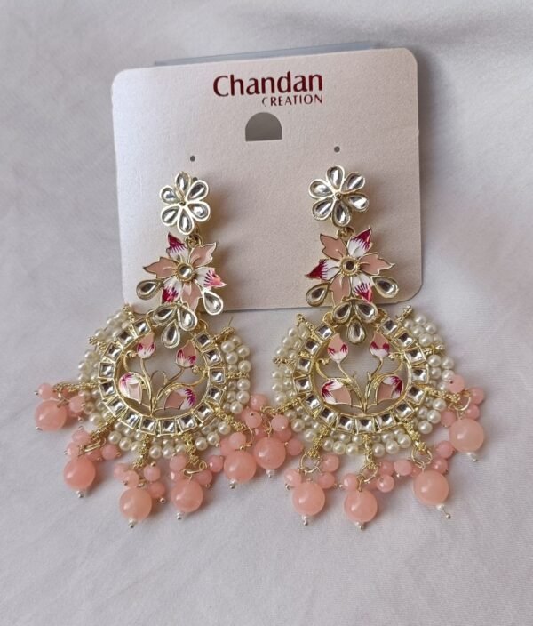 Floral-Traditional-Earrings -Peach
