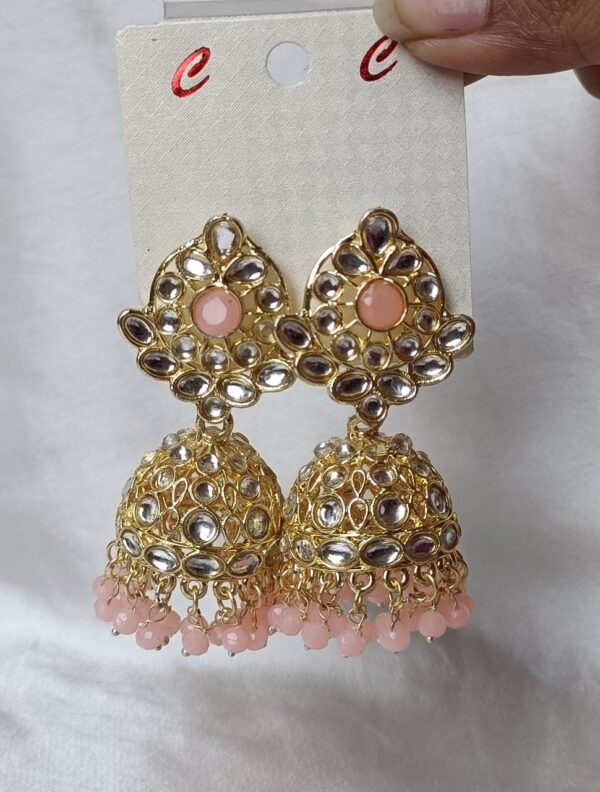 Peach-Kundan-Jhumki