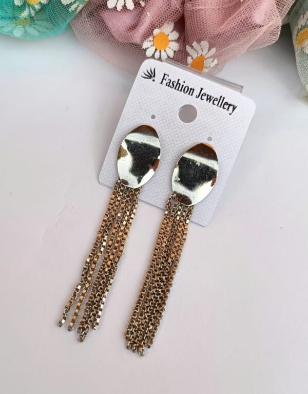 Metal-Chain-Silver-Earrings