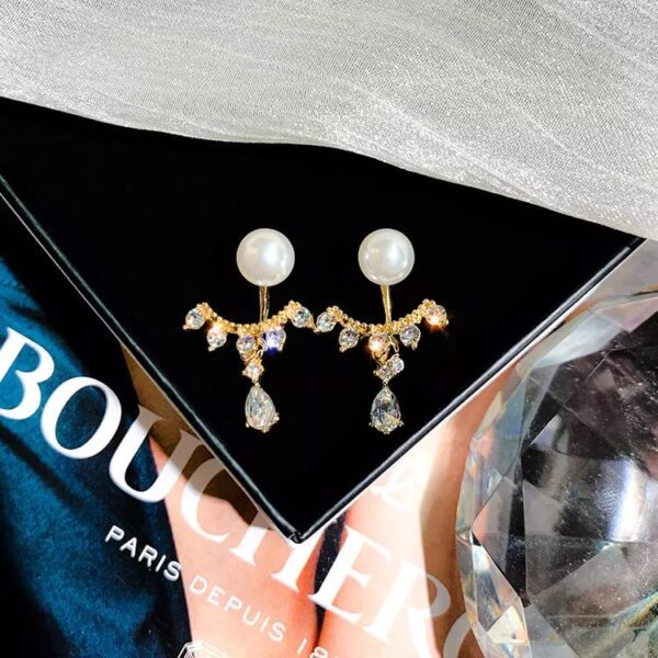 Korean-Rhinestone-Drop-Earjacket-Earrings