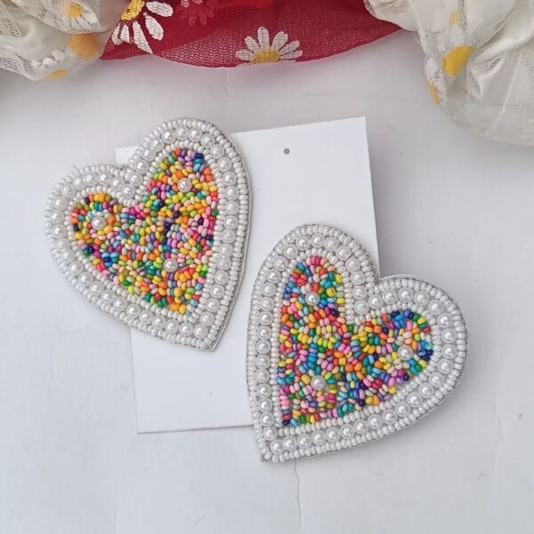 Multicolor-Heart-Beaded-Earrings