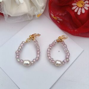 Lilac-Beaded-Pearl-Hoops