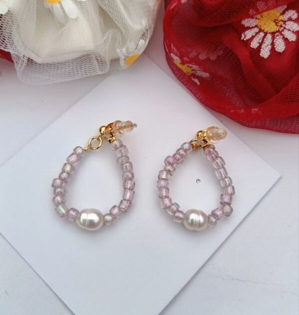 Lilac-Beaded-Pearl-Hoops