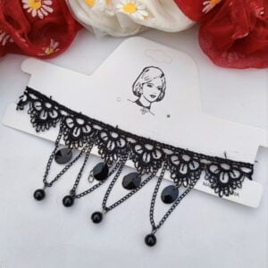 Black-Lace-Chain-Choker-Model-3
