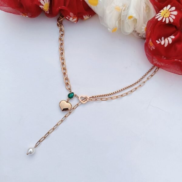 14k-Rosegold-Plated-Anti-Tarnish-Heart-Emerald-Neckpiece
