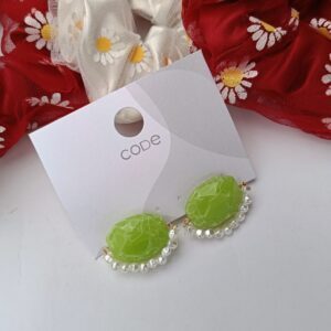 925-Silver-Green-Stone-Pearl-Earrings