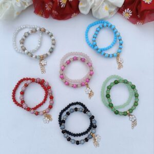 Stack Glass Beaded Flower Bracelet (2 bracelets)