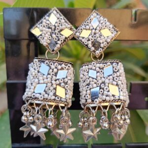 Virali-White-Beaded-Jhumka