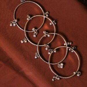 German-Silver-Brass-Base-Ghunghroo-Bangles-(Pack of 4)