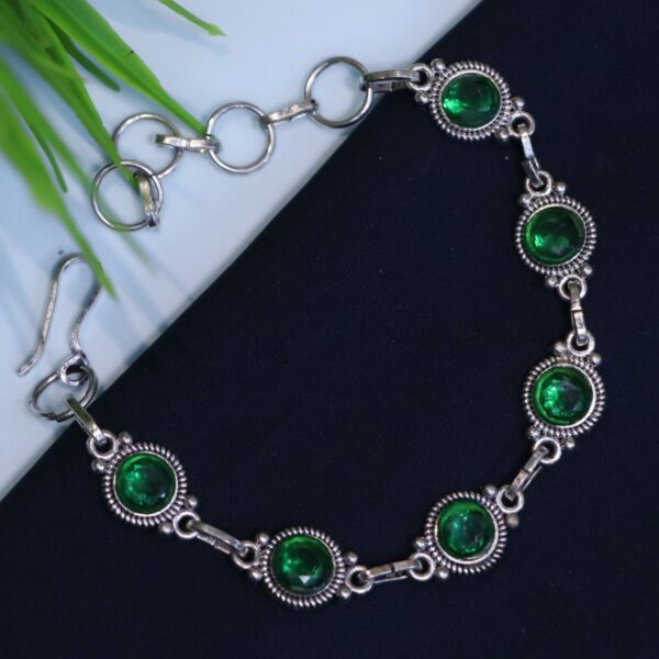 German-Silver-Brass-Green-Stone-Bracelet