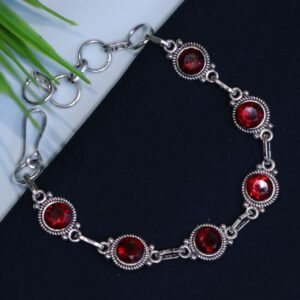 German-Silver-Brass-Red-Stone-Bracelet