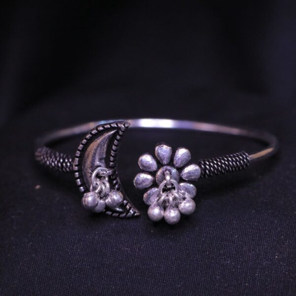 German-Silver-Brass-Moon-Flower-Adjustable-Bracelet