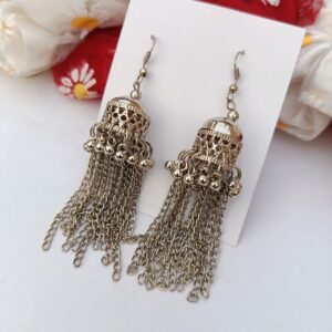 Chain-Silver-Oxidised-Jhumki