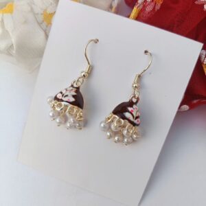 Hand-Painted-Tiny-Brown-Pearl-Jhumki