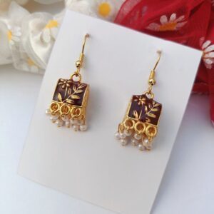 Hand-Painted-Leaf-Brown-Jhumki