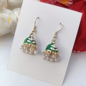 Hand-Painted-Tiny-Dark-Green-Pearl-Jhumki