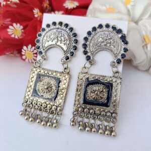 Ahana-Black-Meenakari-Silver-Jhumki
