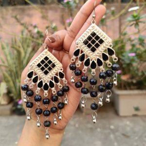 Kalki-Black-Beaded-Meenakari-Earrings