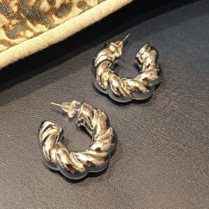 Silver-Twisted-Hoops Chunky-Statement-Earrings